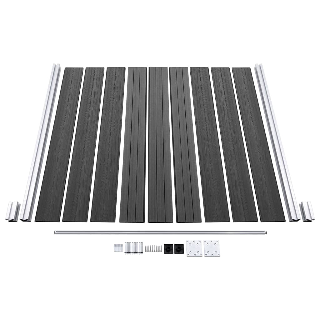 Set Pannelli di Recinzione in WPC 353x186 cm Nero