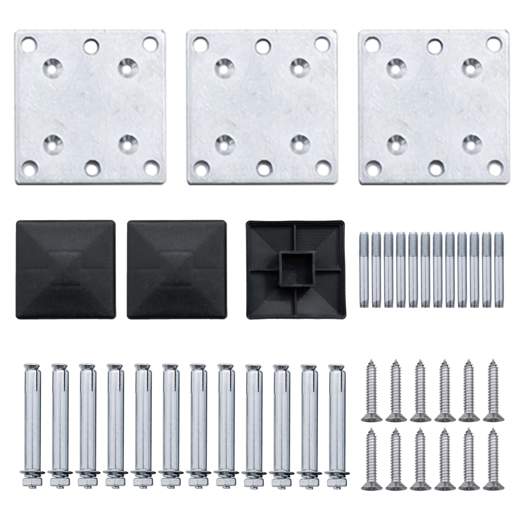 Set Pannelli di Recinzione in WPC 353x186 cm Nero
