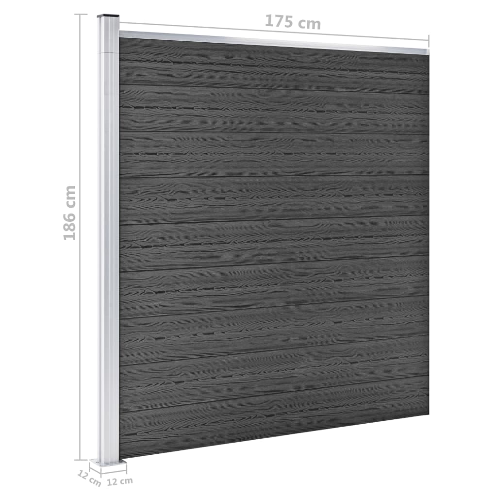 Set Pannelli di Recinzione in WPC 526x186 cm Nero