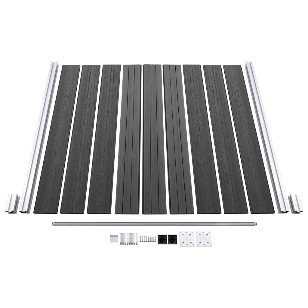 Set Pannelli di Recinzione in WPC 526x186 cm Nero