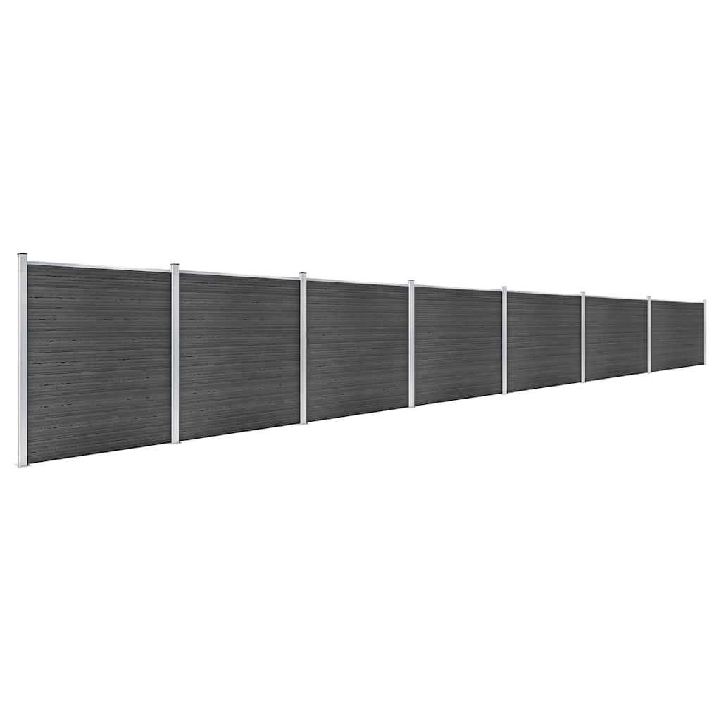 Set Pannelli di Recinzione WPC 1218x186 cm Nero