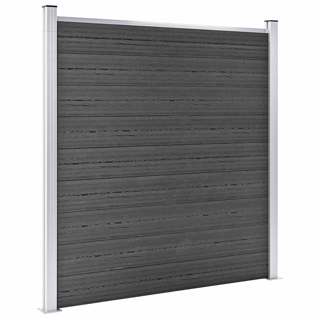 Set Pannelli di Recinzione WPC 1218x186 cm Nero