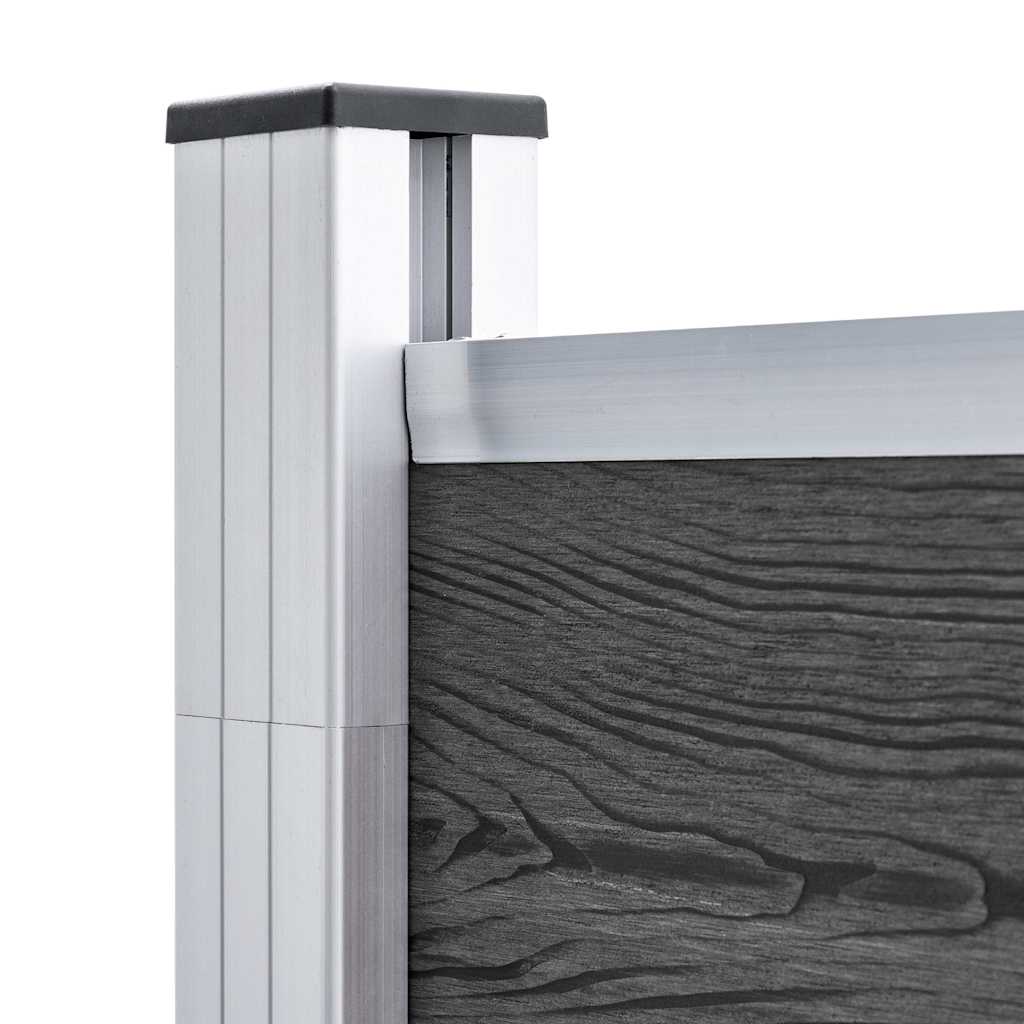 Set Pannelli di Recinzione WPC 1218x186 cm Nero