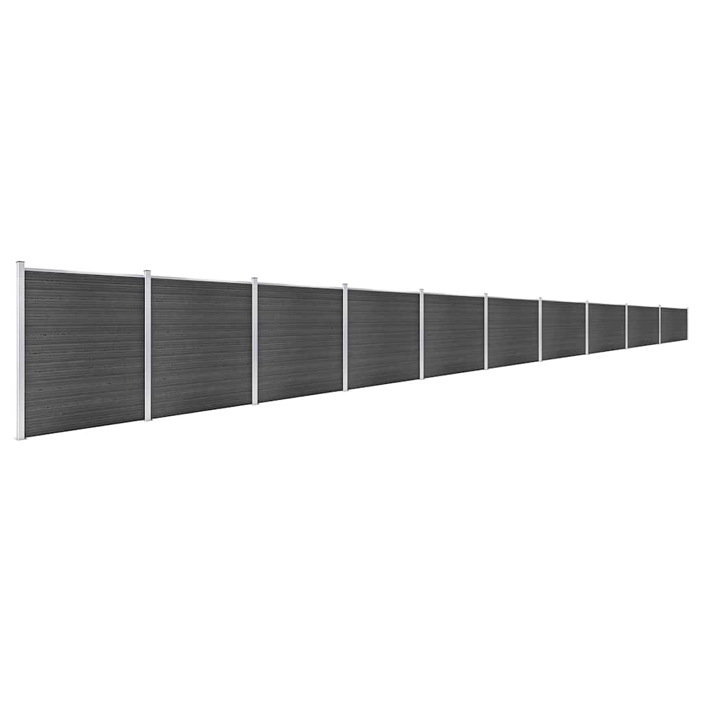Set Pannelli di Recinzione WPC 1737x186 cm Nero