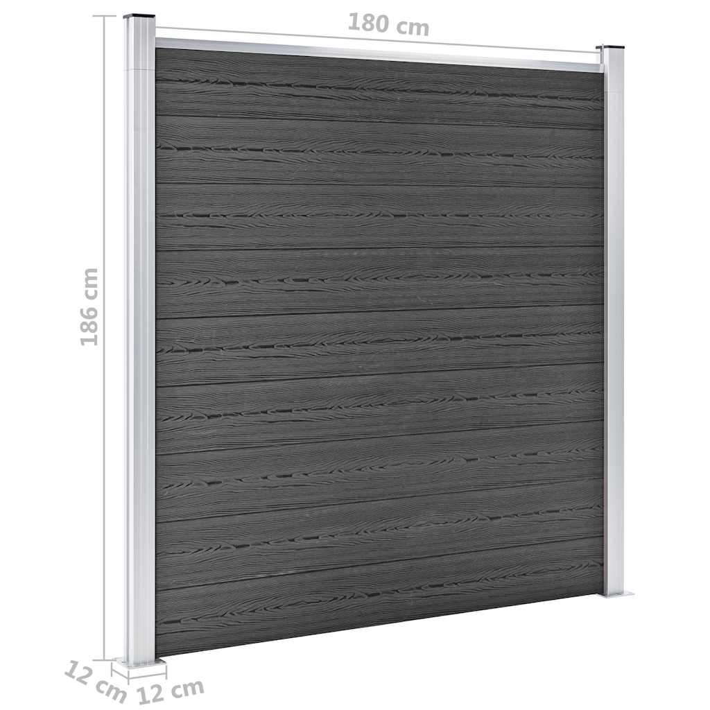 Set Pannelli di Recinzione WPC 1737x186 cm Nero