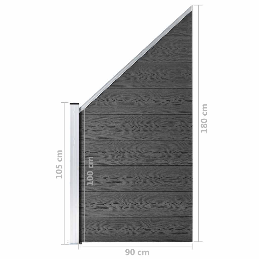 Set Pannelli di Recinzione in WPC 446x(105-186) cm Nero