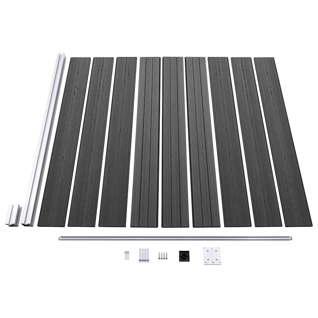 Set Pannelli di Recinzione in WPC 619x(105-186) cm Nero