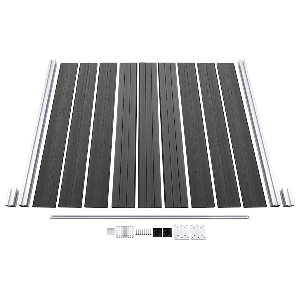 Set Pannelli di Recinzione in WPC 1657x(105-186) cm Nero