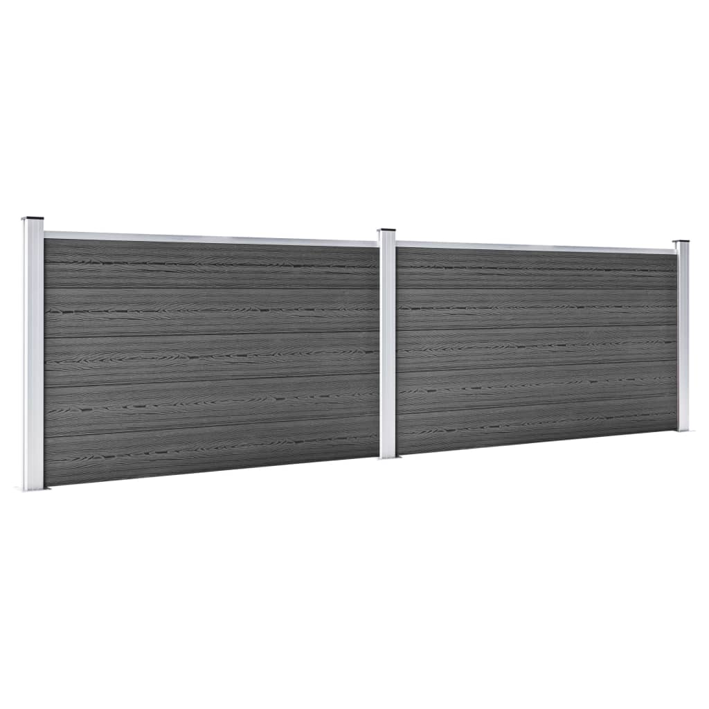 Set Pannelli di Recinzione WPC 353x105 cm Nero