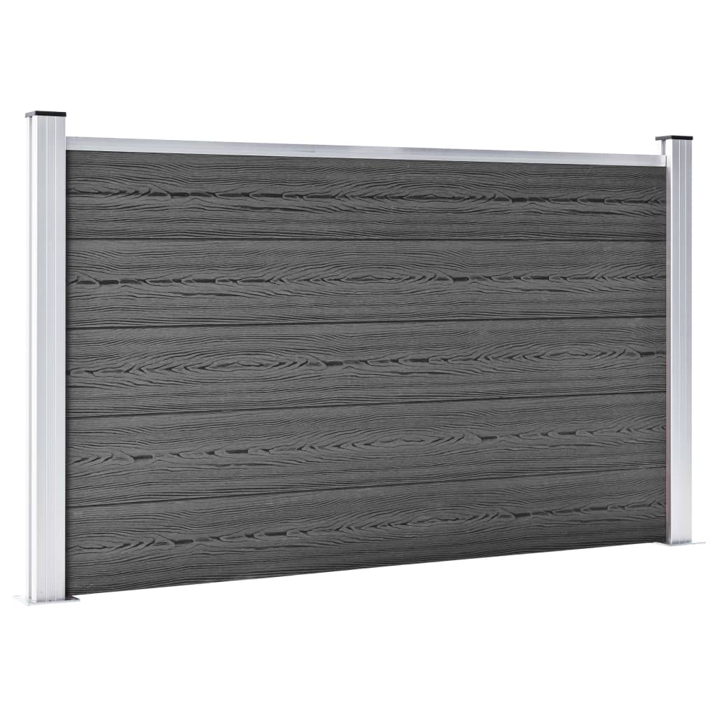 Set Pannelli di Recinzione WPC 353x105 cm Nero