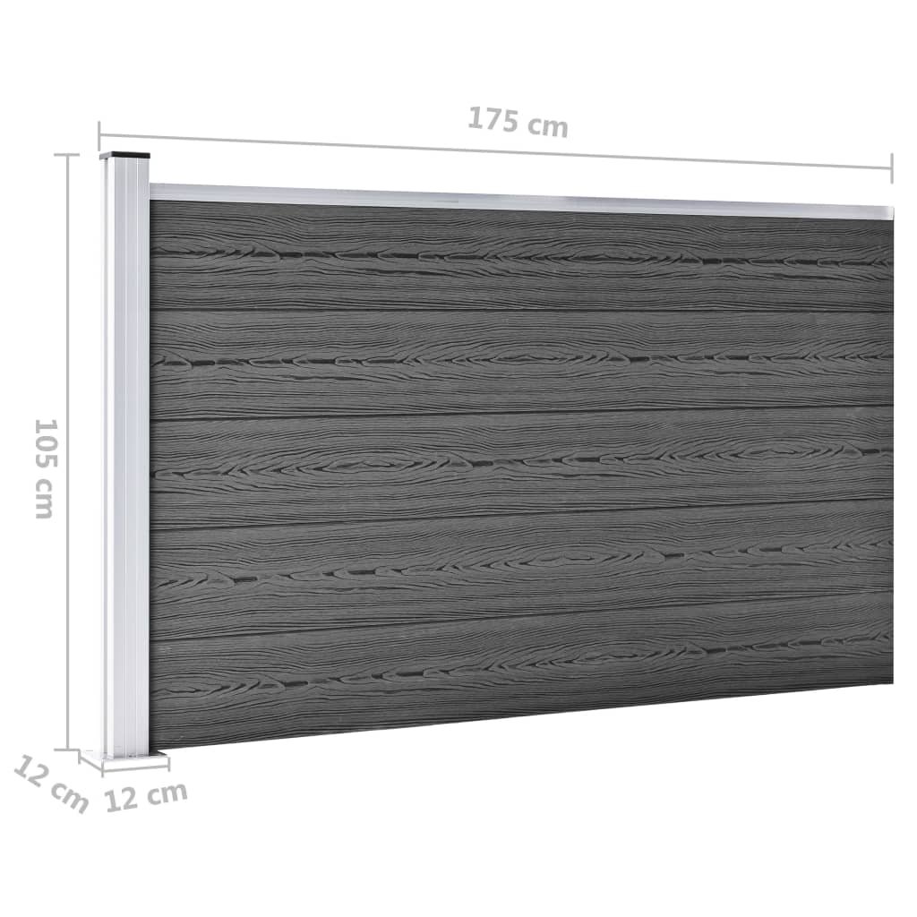 Set Pannelli di Recinzione in WPC 526x105 cm Nero