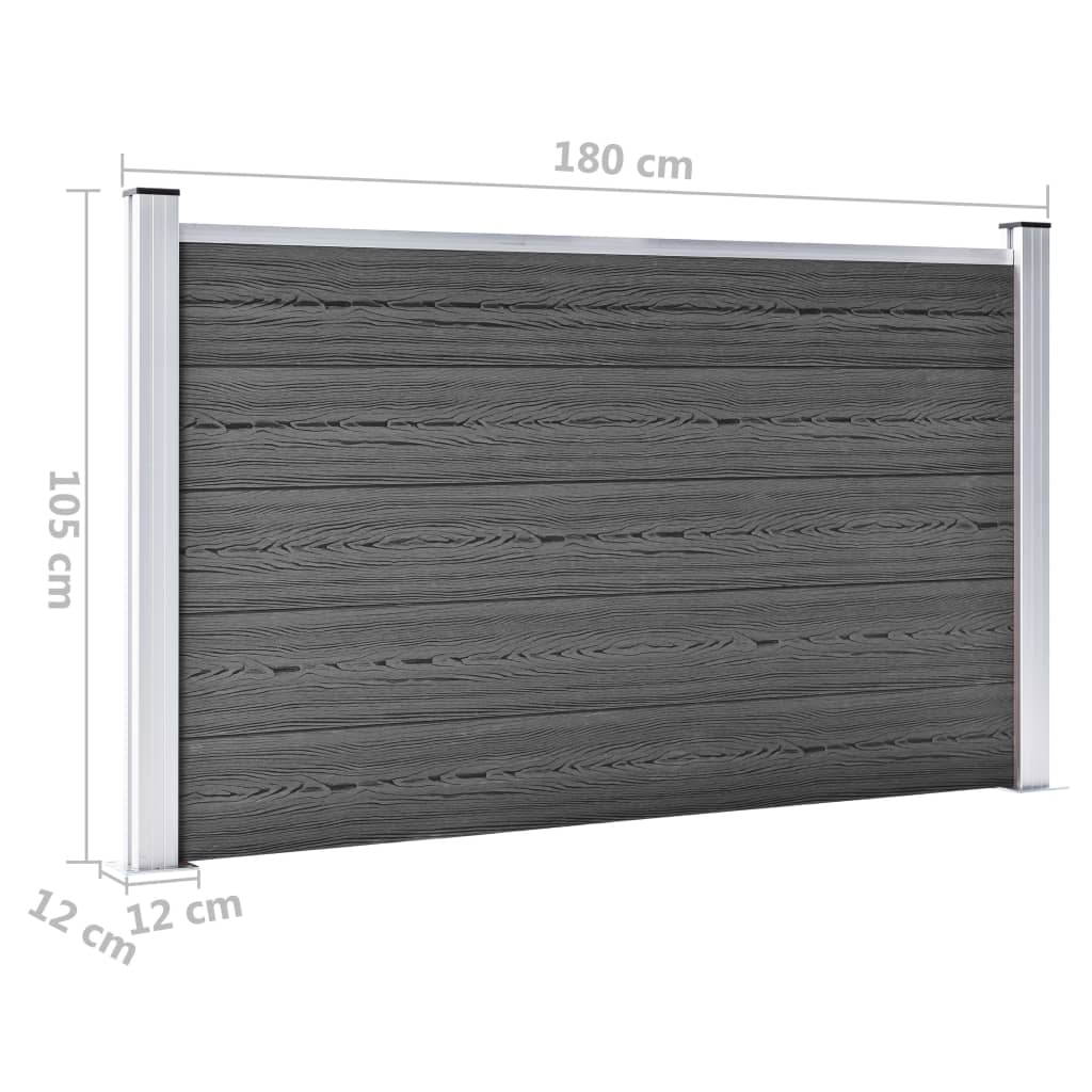 Set Pannelli di Recinzione in WPC 526x105 cm Nero