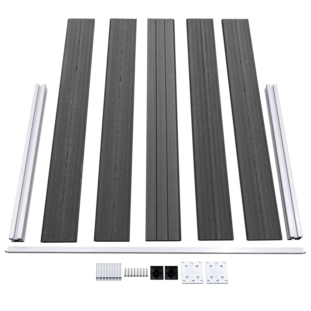 Set Pannelli di Recinzione in WPC 526x105 cm Nero