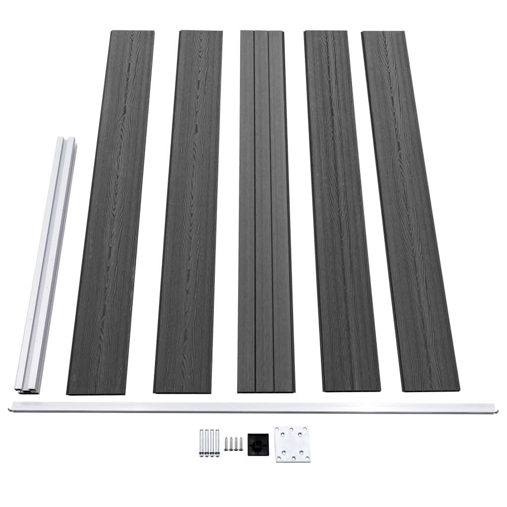 Set Pannelli di Recinzione in WPC 526x105 cm Nero