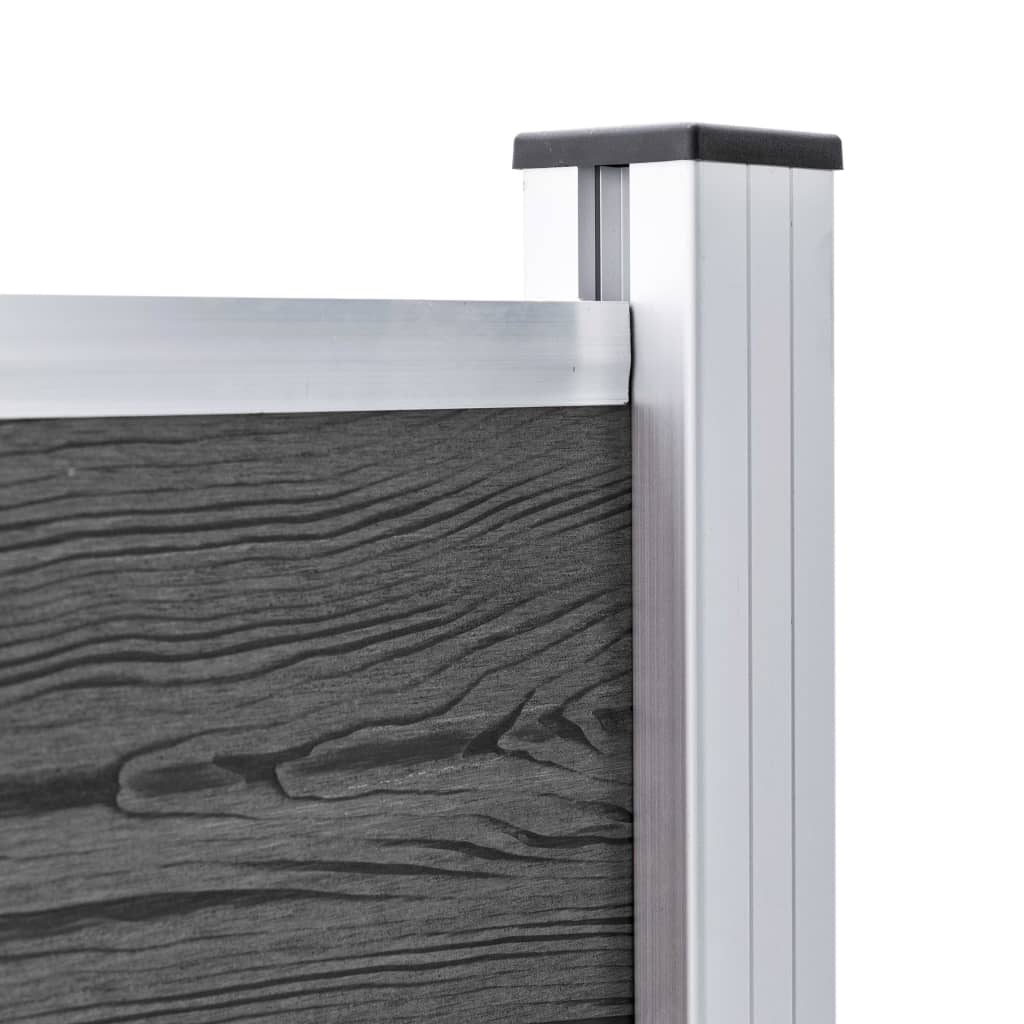 Set Pannelli di Recinzione in WPC 526x105 cm Nero
