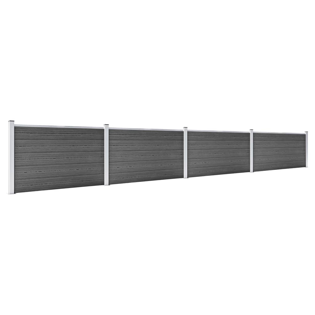Set Pannelli di Recinzione WPC 699x105 cm Nero