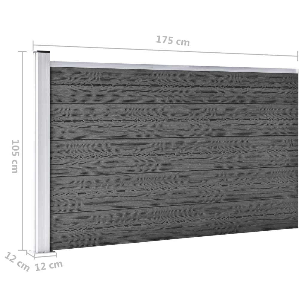 Set Pannelli di Recinzione WPC 699x105 cm Nero
