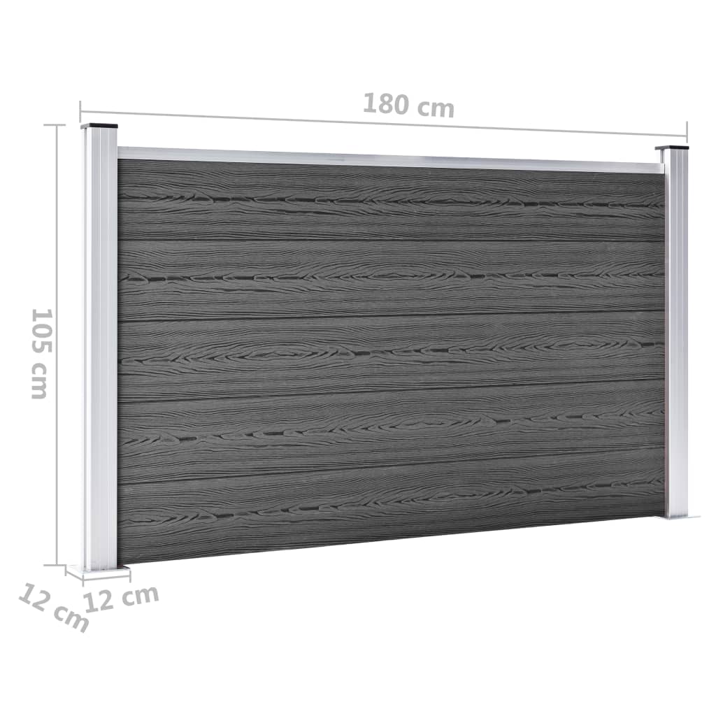 Set Pannelli di Recinzione WPC 699x105 cm Nero