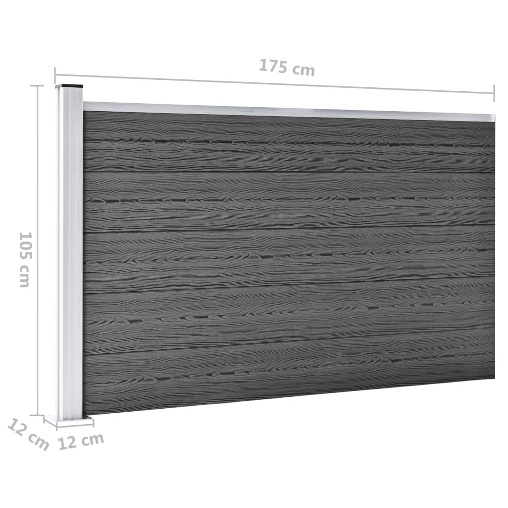 Set Pannelli di Recinzione in WPC 872x105 cm Nero