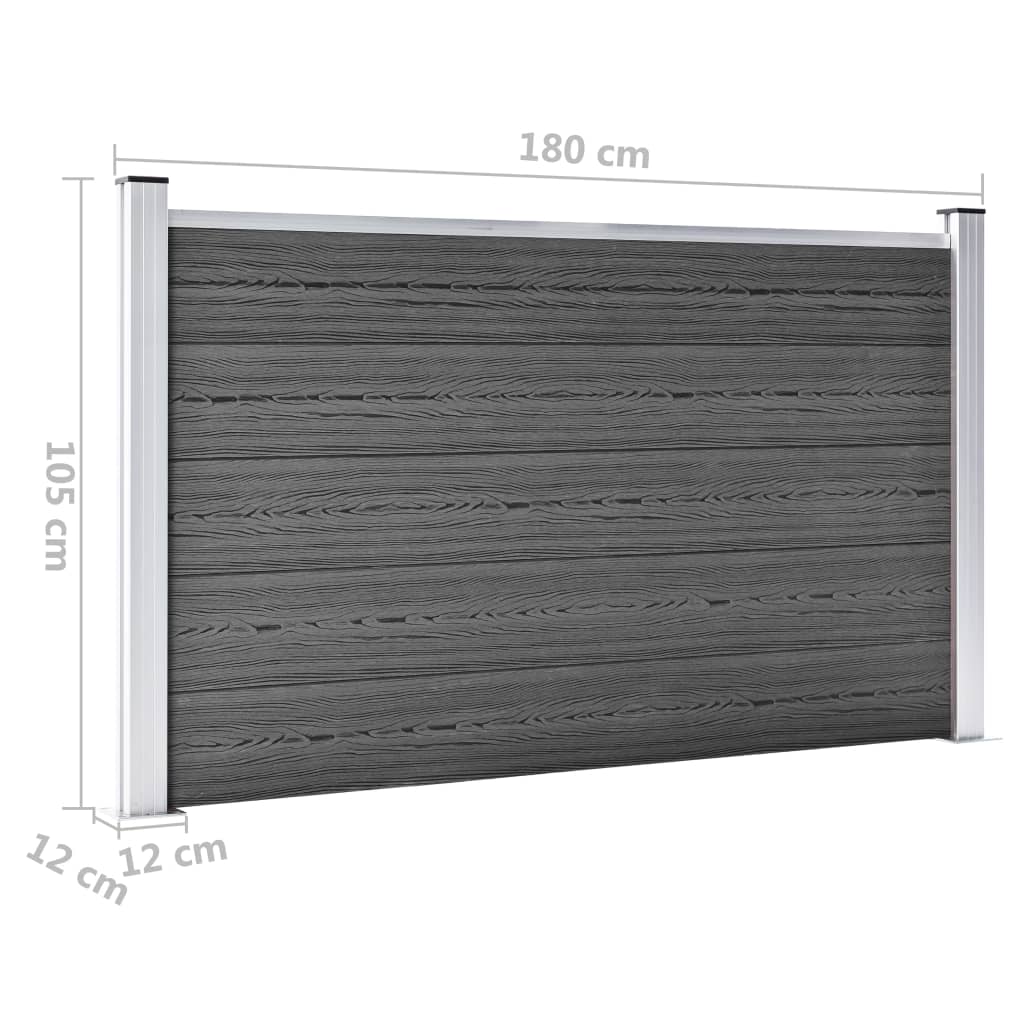 Set Pannelli di Recinzione in WPC 872x105 cm Nero