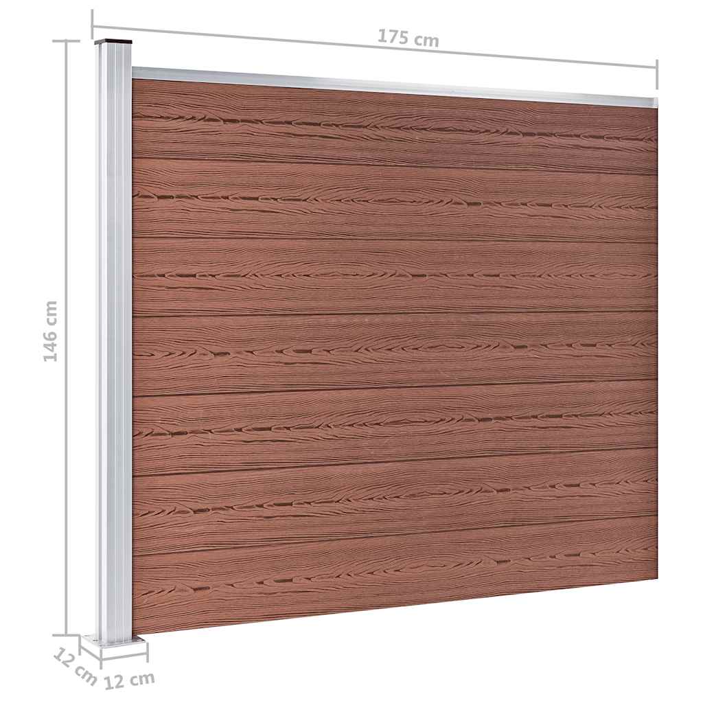 Set Pannello di Recinzione in WPC 353x146 cm Marrone