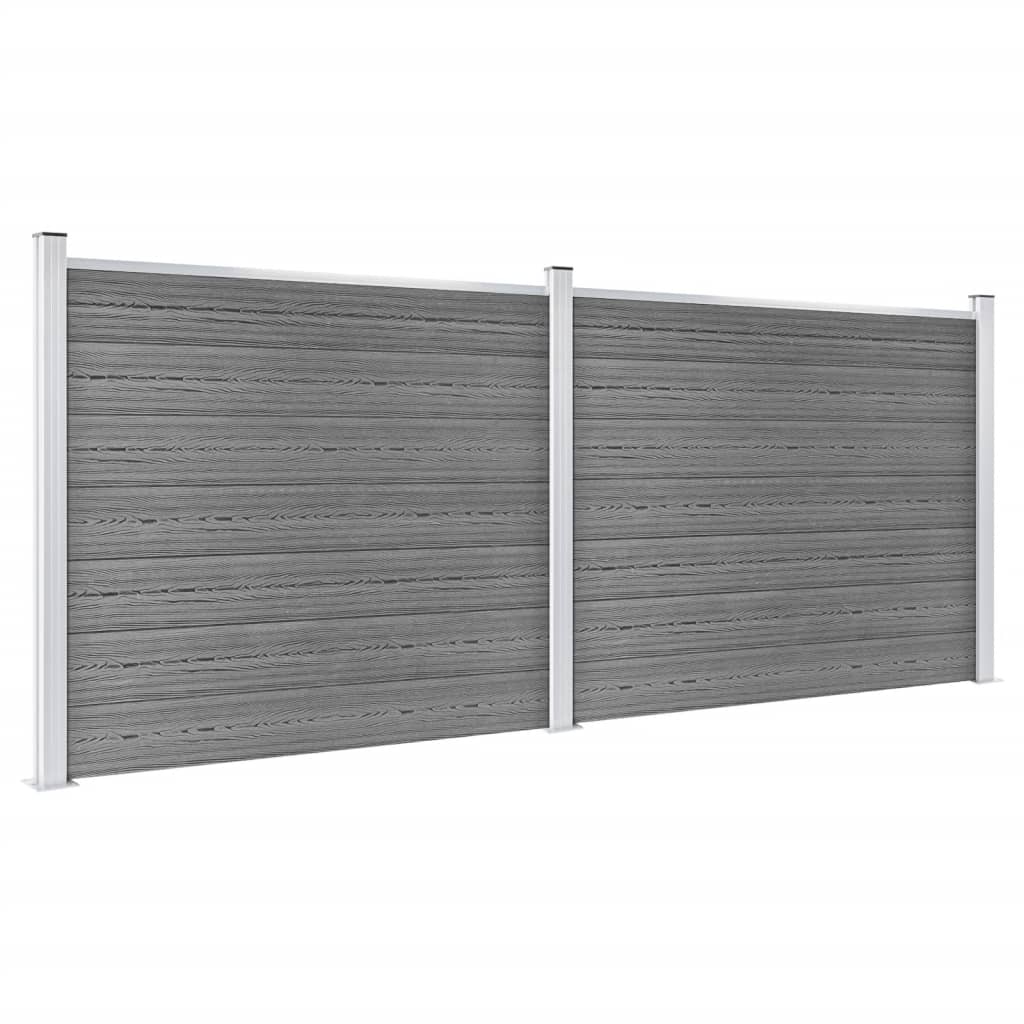 Set Pannello di Recinzione in WPC 353x146 cm Grigio