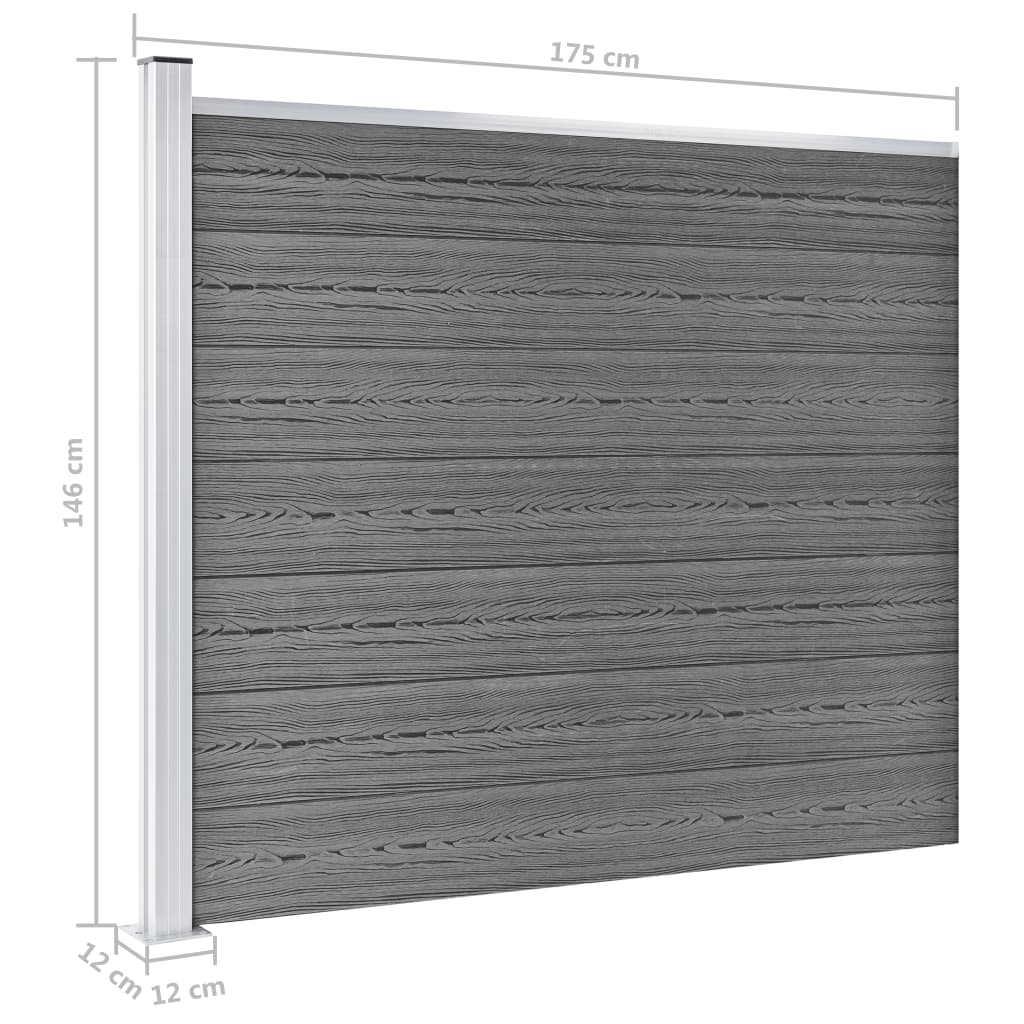 Set Pannello di Recinzione in WPC 353x146 cm Grigio