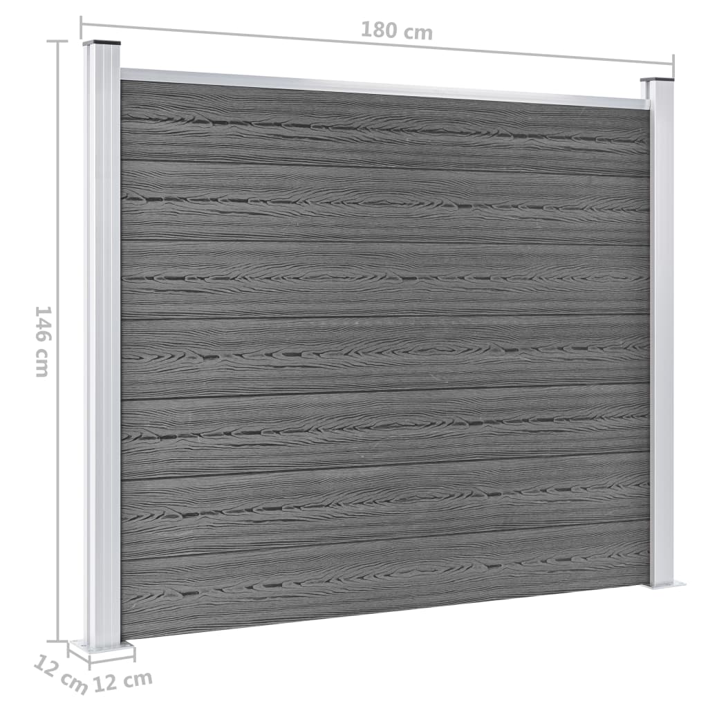 Set Pannello di Recinzione in WPC 353x146 cm Grigio