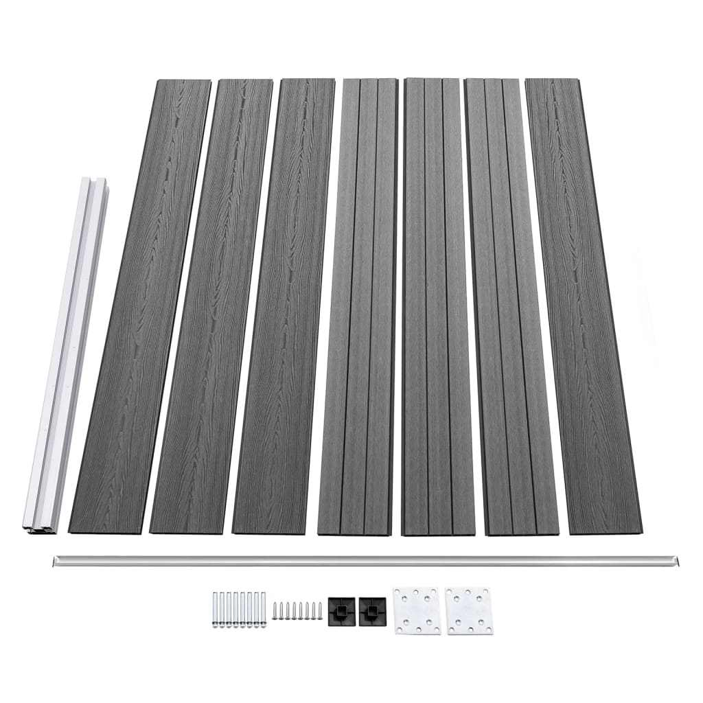 Set Pannello di Recinzione in WPC 353x146 cm Grigio