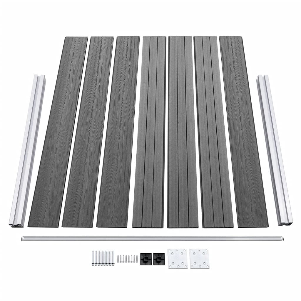 Set Pannello di Recinzione in WPC 353x146 cm Grigio