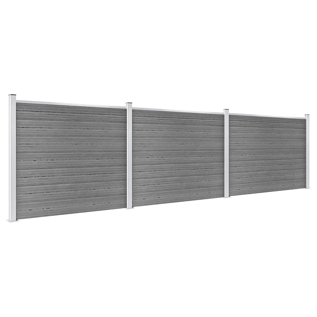 Set Pannello di Recinzione in WPC 526x146 cm Grigio