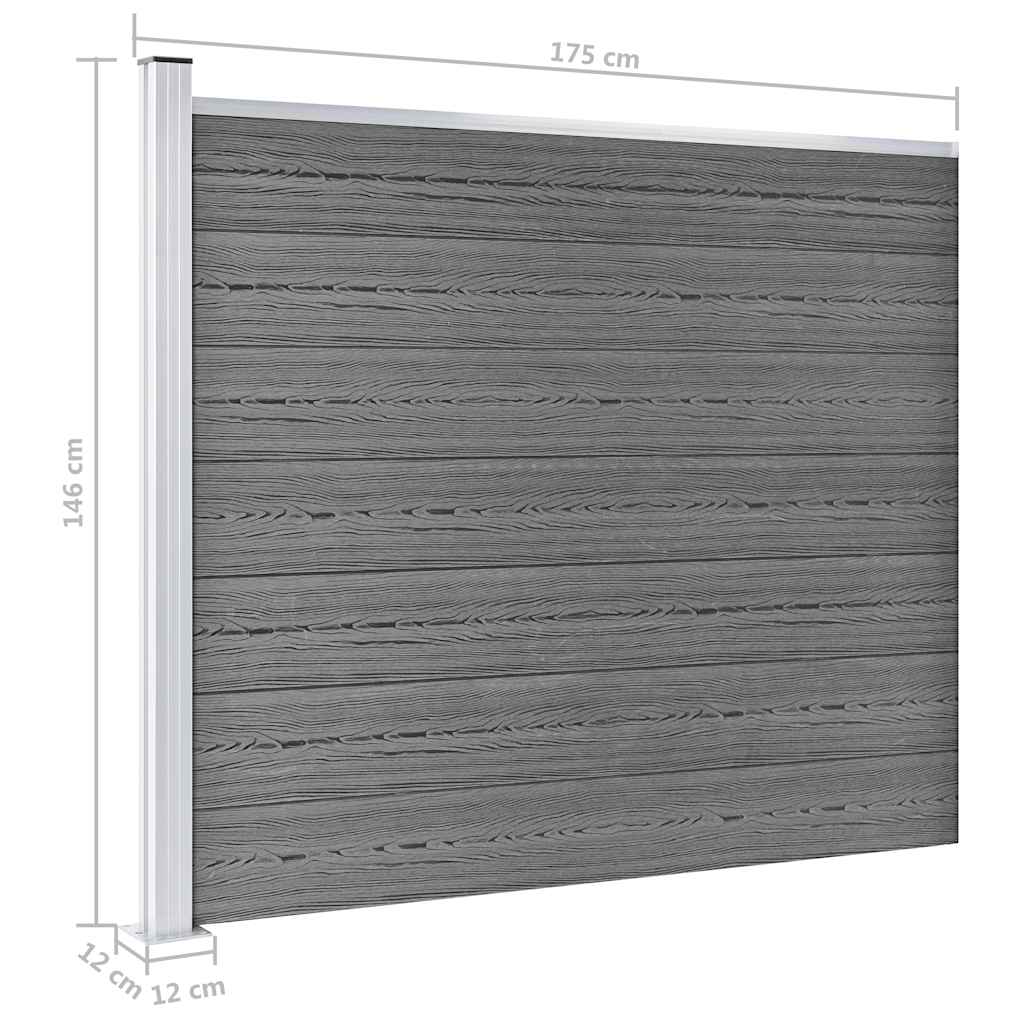 Set Pannello di Recinzione in WPC 526x146 cm Grigio