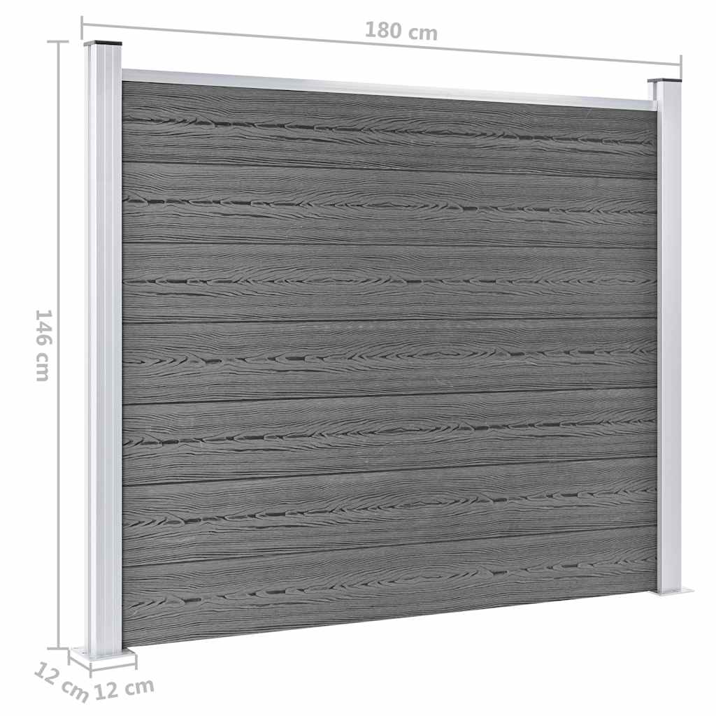 Set Pannello di Recinzione in WPC 526x146 cm Grigio