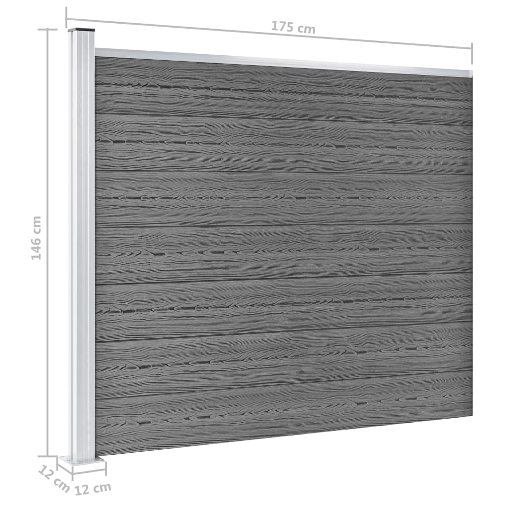 Set Pannello di Recinzione in WPC 699x146 cm Grigio