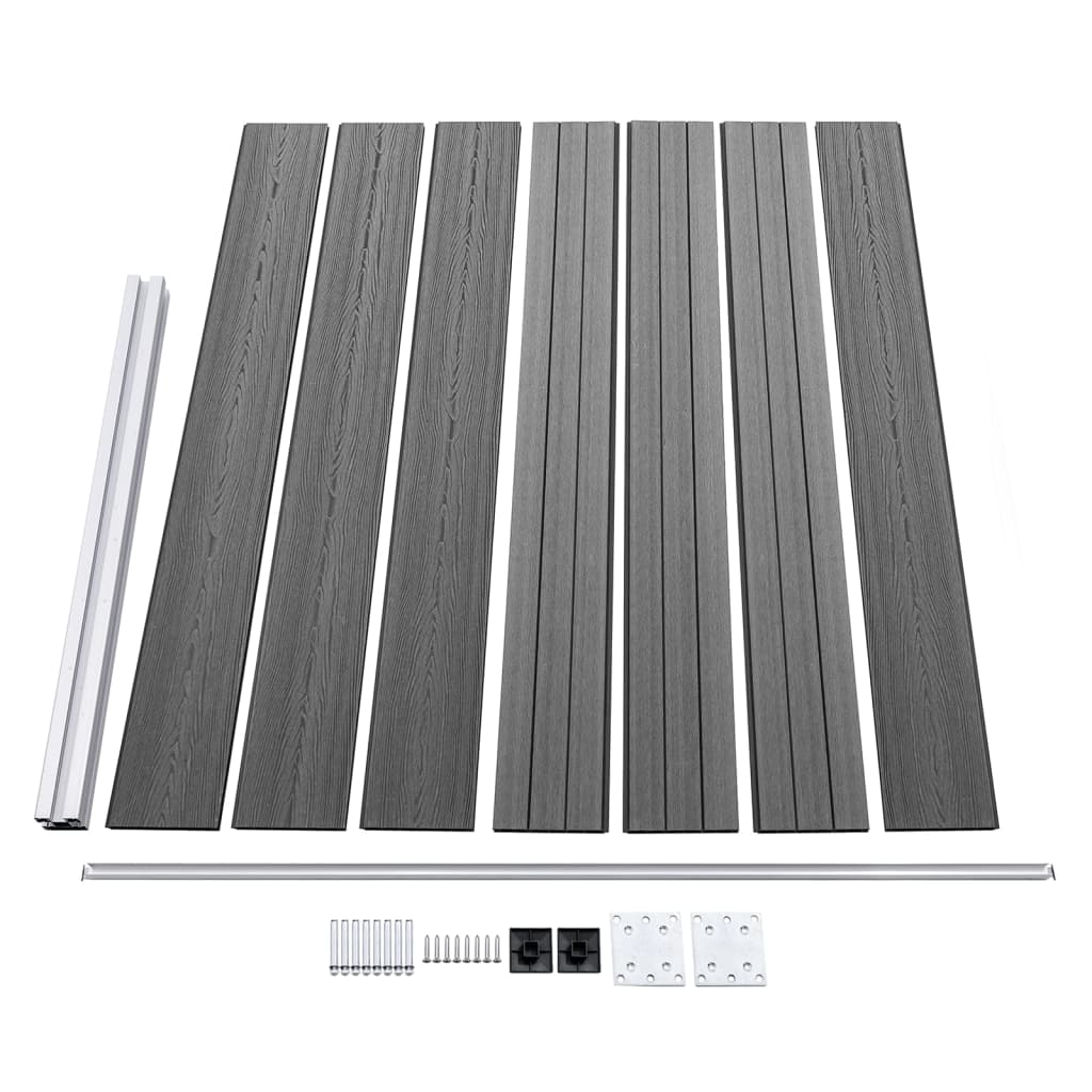 Set Pannello di Recinzione in WPC 699x146 cm Grigio