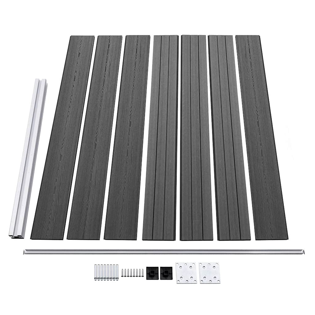 Set Pannelli di Recinzione in WPC 353x146 cm Nero
