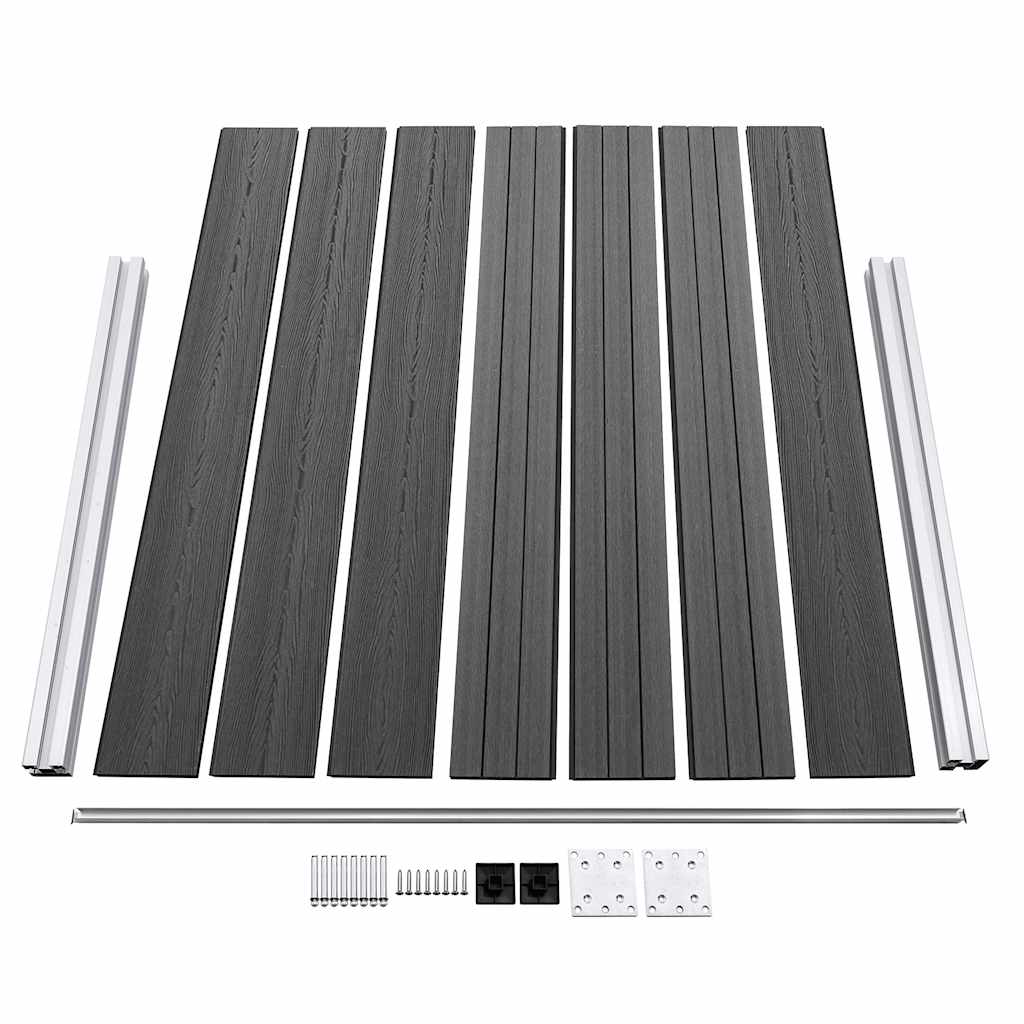 Set Pannelli di Recinzione in WPC 353x146 cm Nero