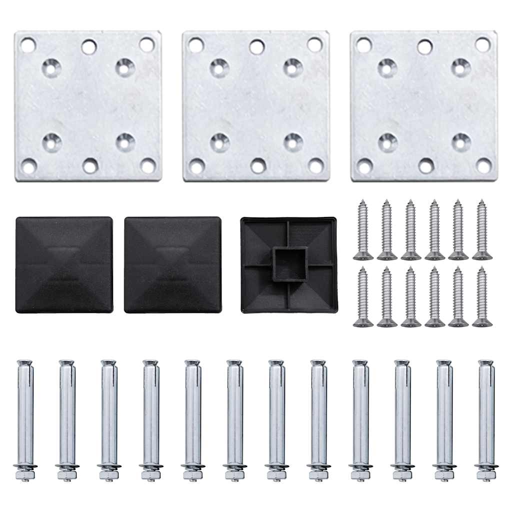 Set Pannelli di Recinzione in WPC 353x146 cm Nero