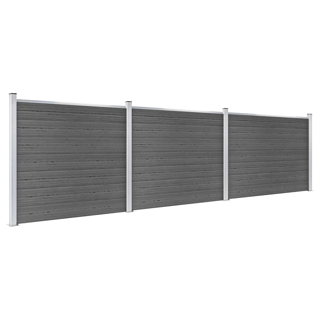 Set Pannelli di Recinzione in WPC 526x146 cm Nero