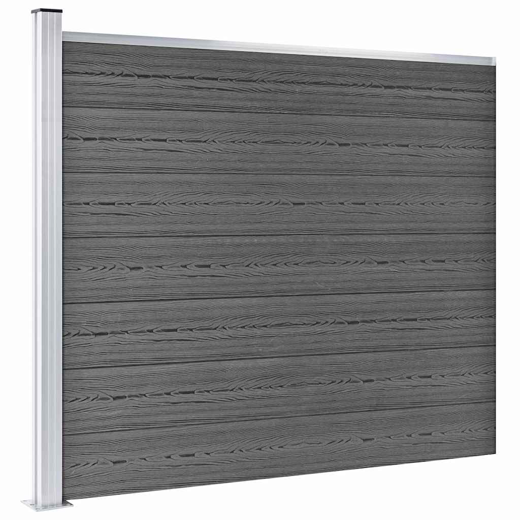 Set Pannelli di Recinzione in WPC 526x146 cm Nero