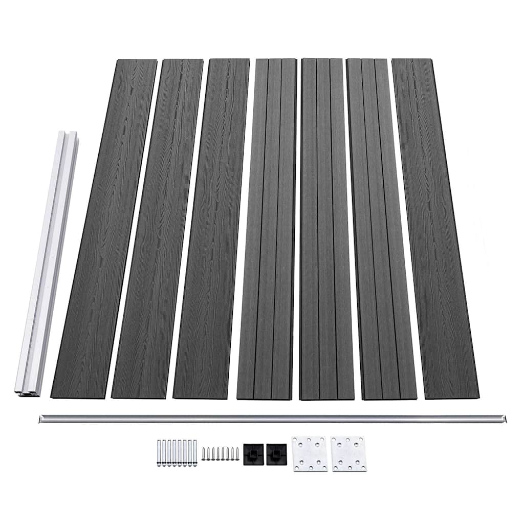 Set Pannelli di Recinzione in WPC 526x146 cm Nero