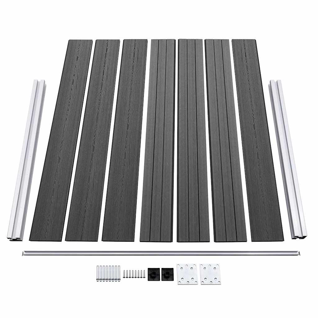 Set Pannelli di Recinzione in WPC 526x146 cm Nero