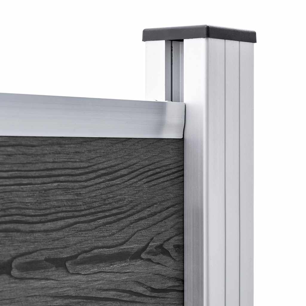 Set Pannelli di Recinzione in WPC 526x146 cm Nero