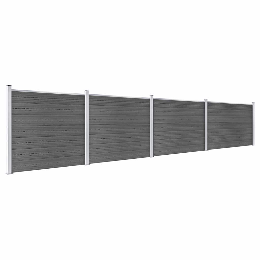 Set Pannelli di Recinzione in WPC 699x146 cm Nero
