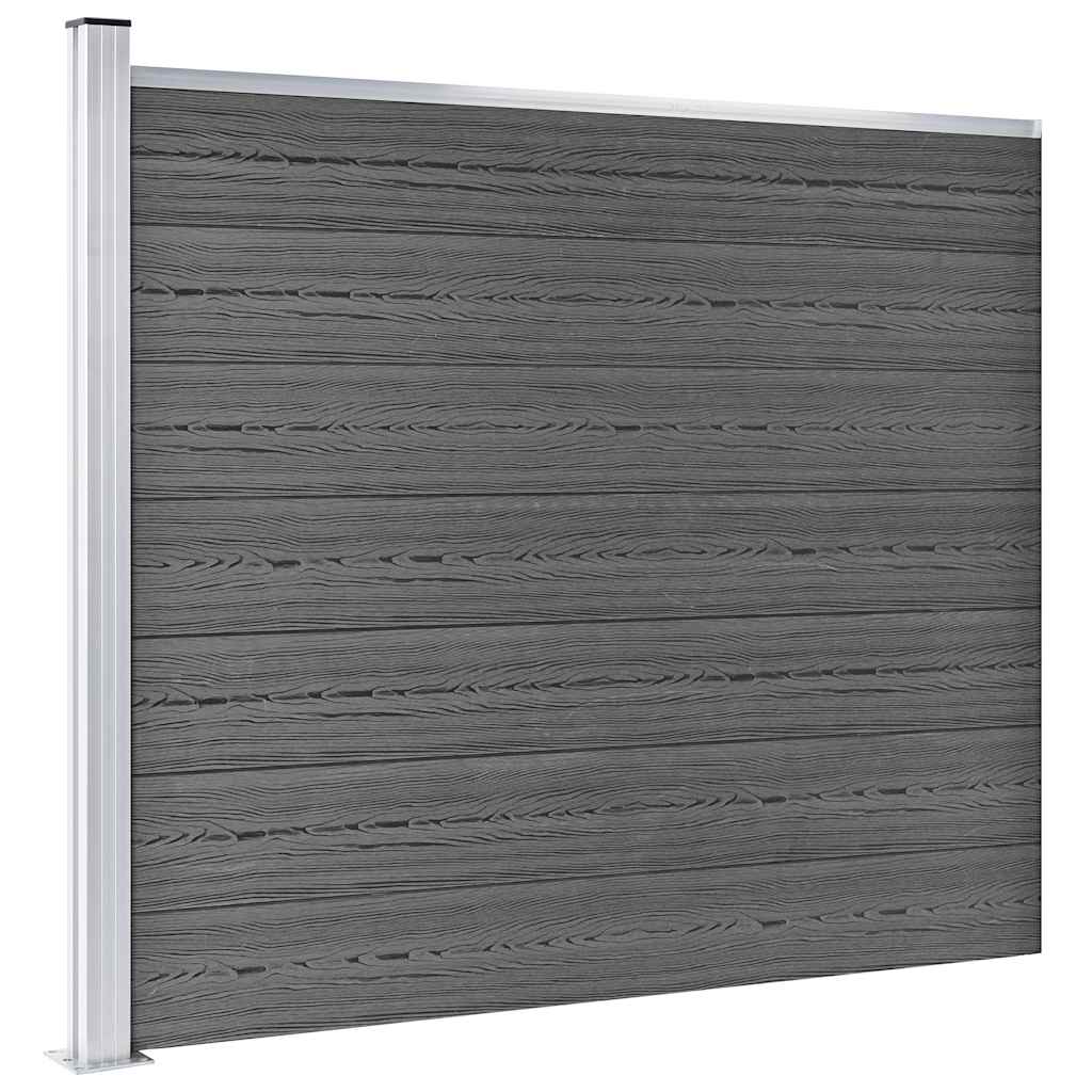 Set Pannelli di Recinzione in WPC 699x146 cm Nero