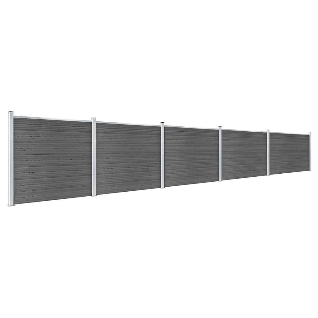 Set Pannelli di Recinzione in WPC 872x146 cm Nero