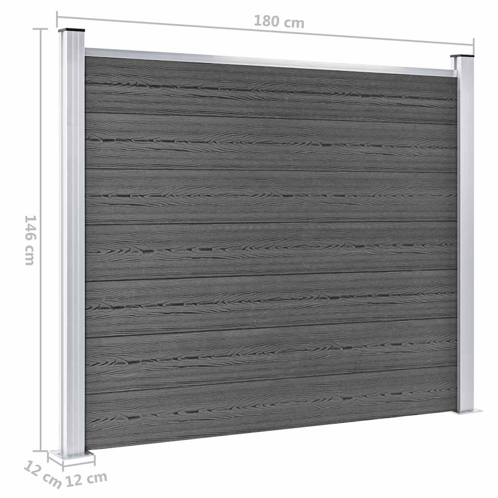 Set Pannelli di Recinzione in WPC 872x146 cm Nero