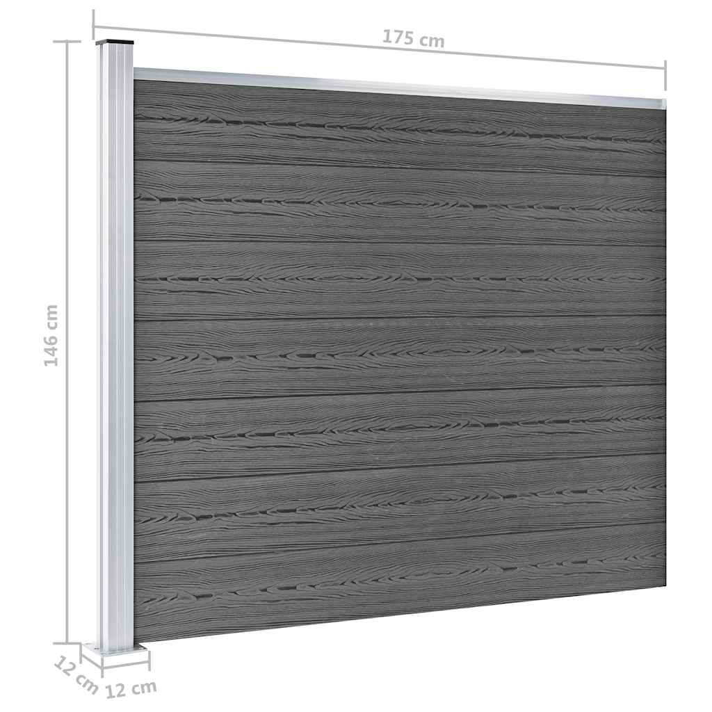 Set Pannelli di Recinzione in WPC 872x146 cm Nero