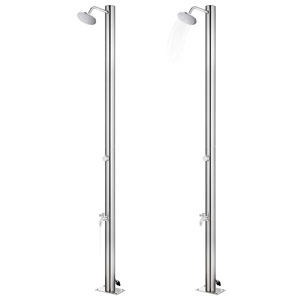 Doccia da Giardino con Base Marrone 220 cm in Acciaio Inossidabile