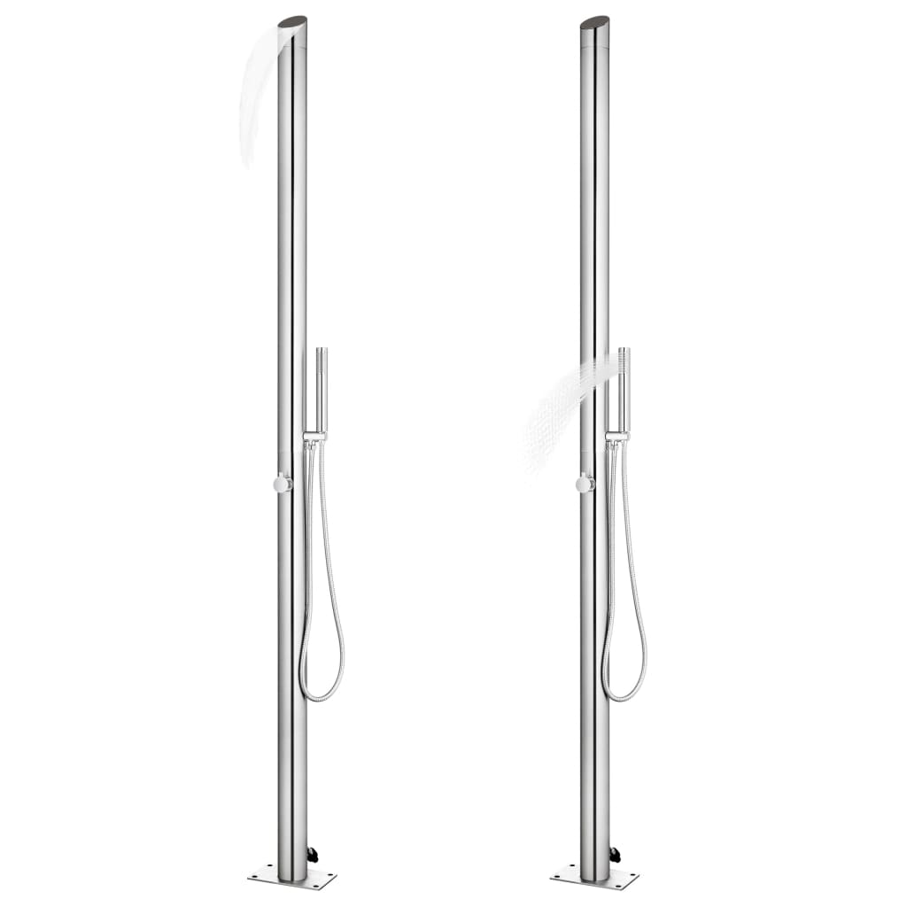 Doccia da Giardino con Base Marrone 225 cm in Acciaio Inossidabile